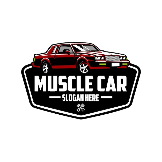 Premium klassieke muscle car embleem logo sjabloon Vooraanzicht muscle car logo