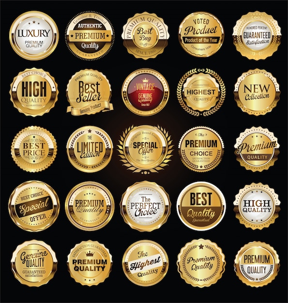 Premium kwaliteit retro vintage gouden labels-collectie