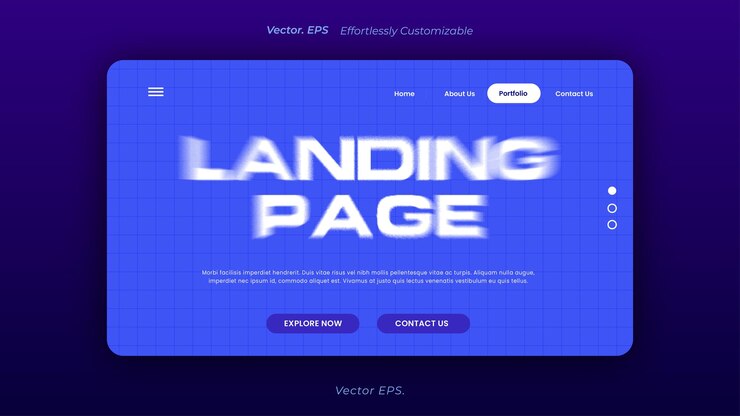 Vector premium landing page colorful blue fun vector