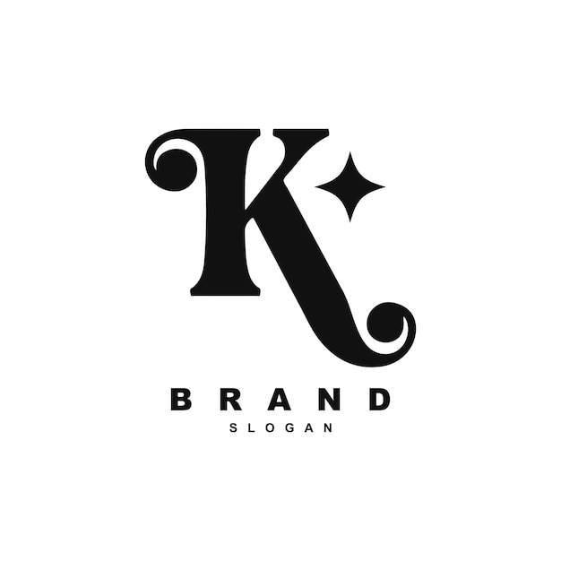 브랜드 또는 비즈니스를 위한 스타 로고 디자인 벡터가 포함된 프리미엄 문자 K