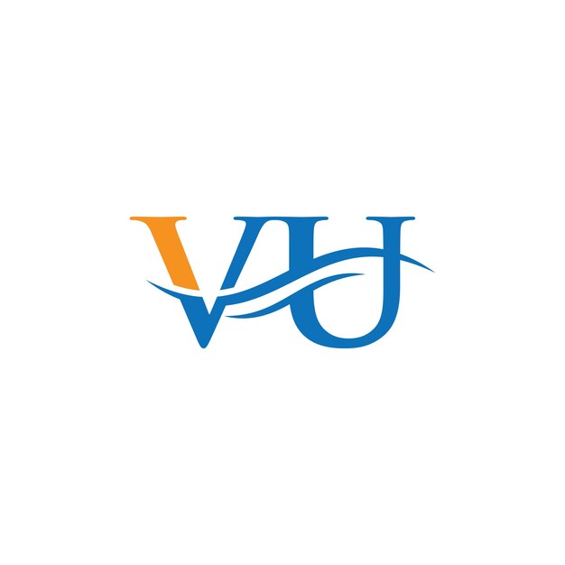 水の波のコンセプトを備えたプレミアムレターVUロゴデザイン モダンなトレンディなVUレターロゴデザイン