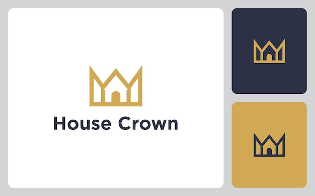 premium logo-combinatie van kroonhuis vector