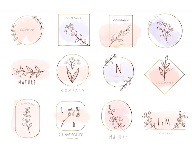 Vector premium logo template watercolor style