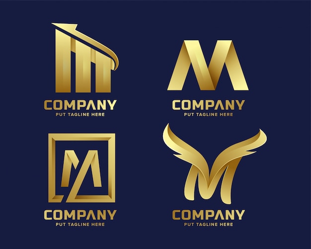 Premium luxe creative letter m-logo voor bedrijf
