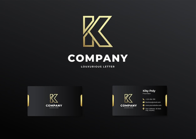 Premium luxe letter eerste k-logo en visitekaartje ontwerp