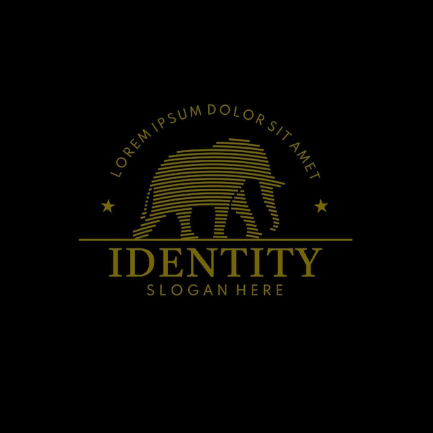 Premium luxe logo-ontwerpconcept met olifant wandelende mascotteillustratie