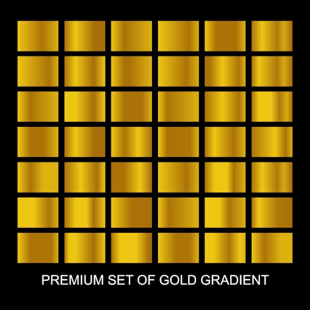 Vector premium luxury gold set of gradient color swatch