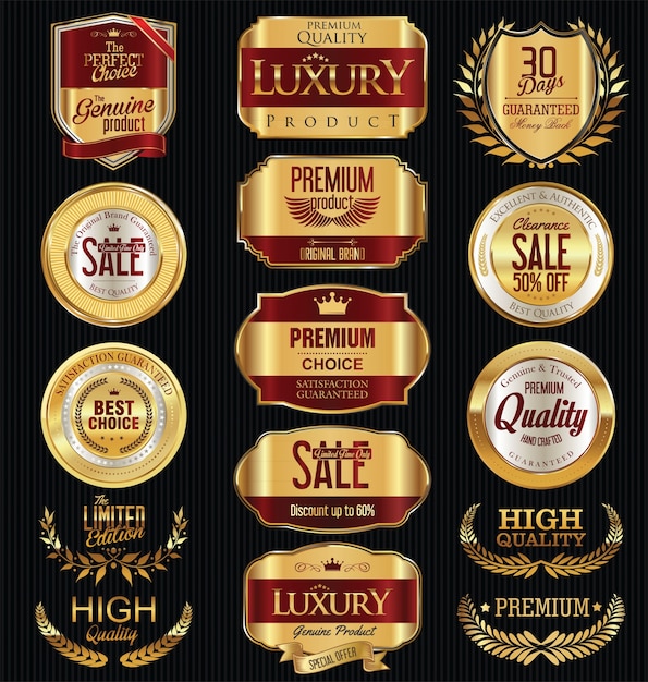 Premium and luxury golden badges