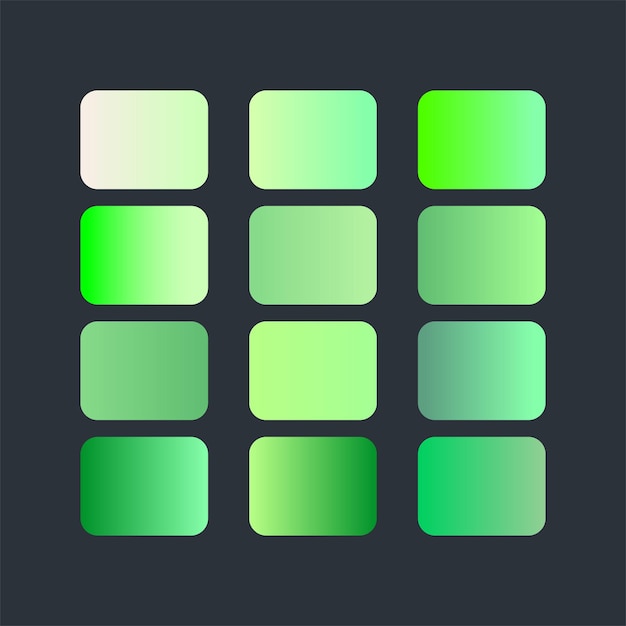 Vector premium luxury green gradient  swatches set