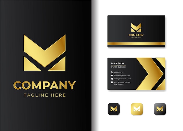 Premium luxury letter initial m logo and business card design