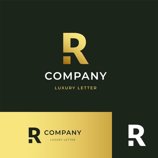 Design del logo r iniziale con lettera di lusso premium