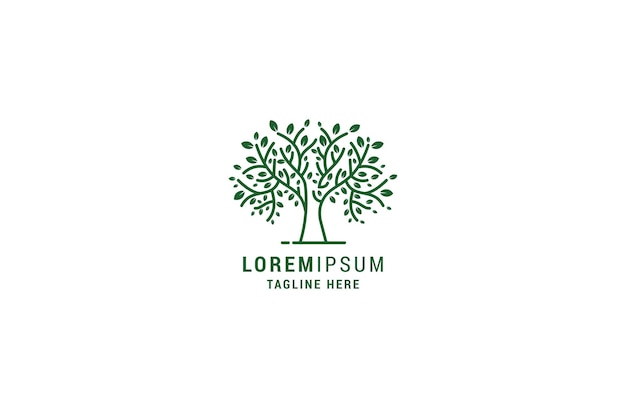 プレミアム ラグジュアリー ラインの抽象的な木のロゴ