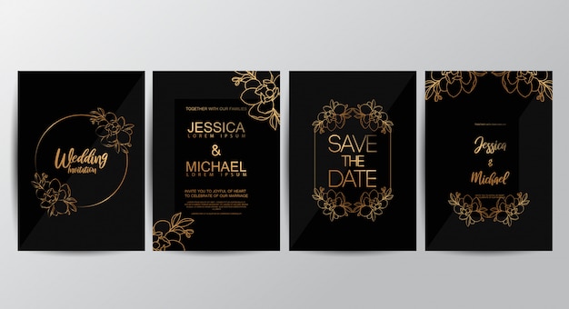 Vector premium luxury wedding invitation cards