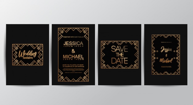 Vector premium luxury wedding invitation cards