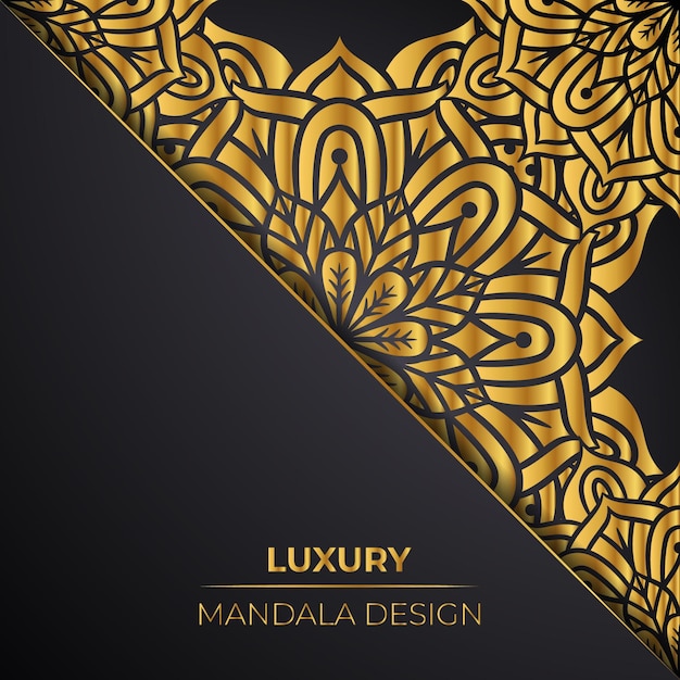 Premium mandala-ontwerp met gouden decoratieve achtergrond
