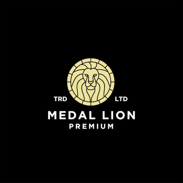 Premium medal lion vector logo design