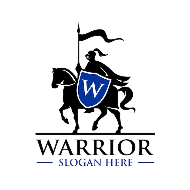 Premium Medieval Warrior Bold Logo with W Initial on The Shield