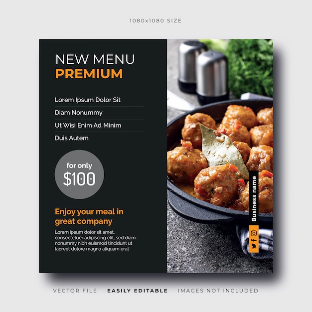 Vector premium menu social media banner