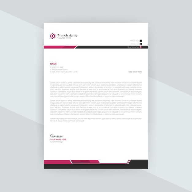 Premium modern company business letterhead design template vector