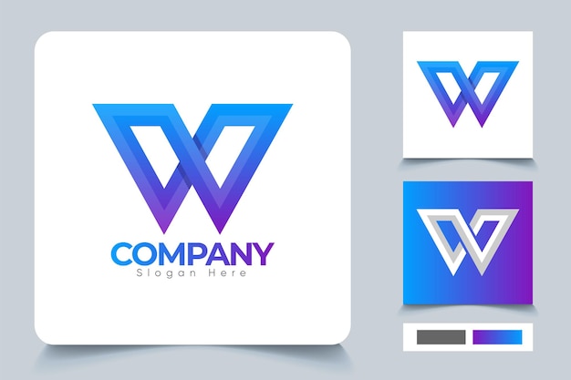 Premium moderne letter W-logo sjabloonontwerp, kleurverloop en creatief concept.