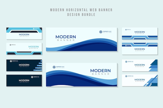 Premium moderne zakelijke horizontale bannerontwerpbundel Vectorbestand.