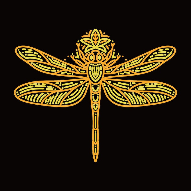 Premium Monoline Dragonfly Vector Grafisch Ontwerp illustratie Vintage stijl lijn Embleem