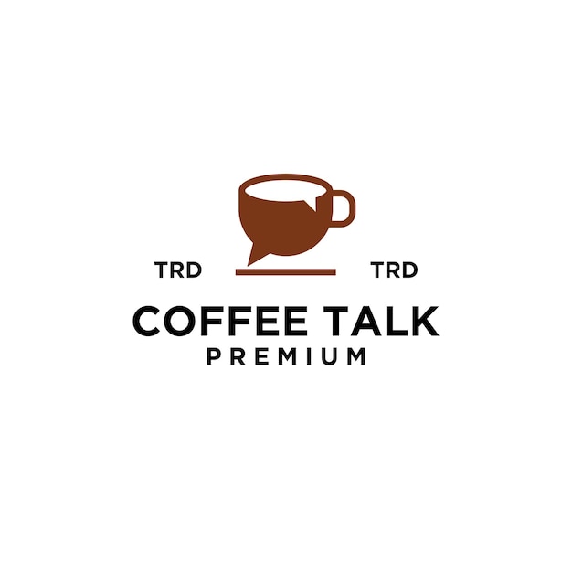 Premium mug coffee talk simple black vector logo design