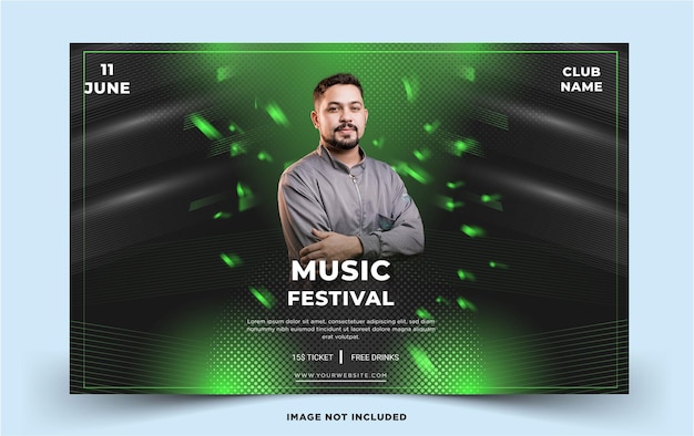 Premium Music Festival landscape social media banner template vector EPS Template