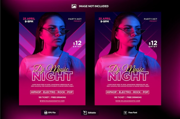 Vector premium music night party flyer