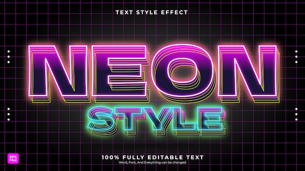 Effetto di testo vettoriale modificabile in stile neon premium