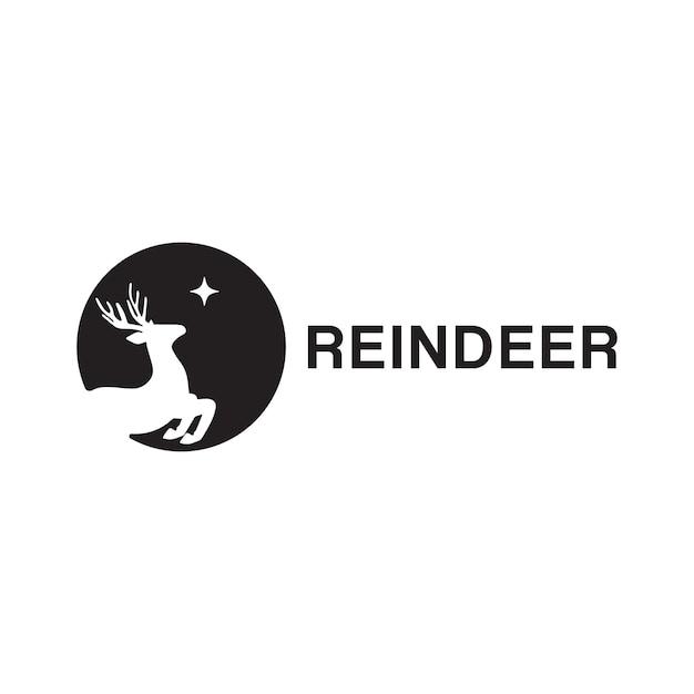 Premium night reindeer logo design vector