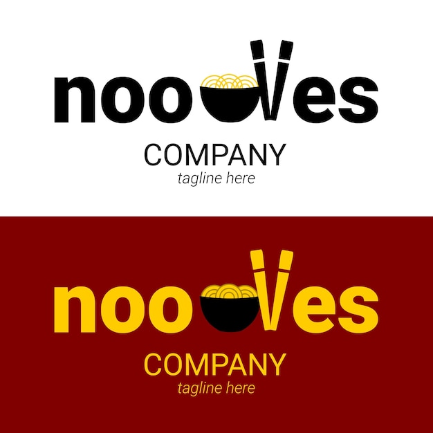 Concetto di combinazione di logo di noodle premium