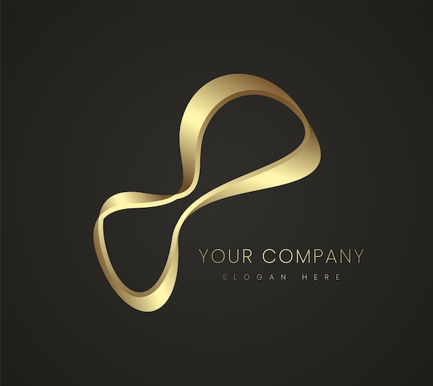 Premium oneindig abstracte logo-ontwerp modern gebogen gouden symboolpictogram handelsmerk branding logo