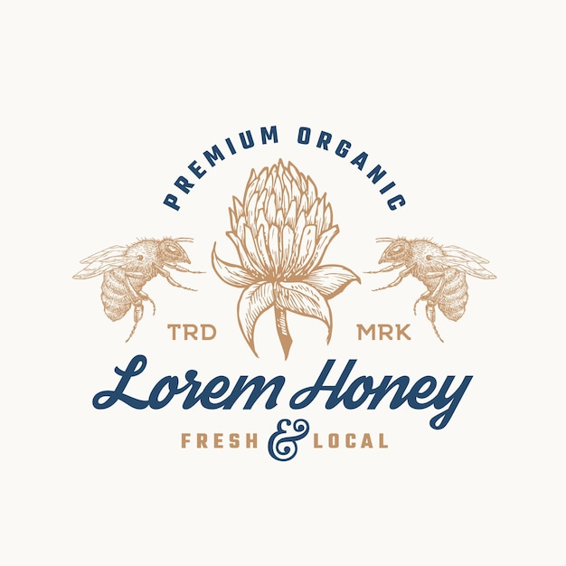 Vector premium organic honey logo template.