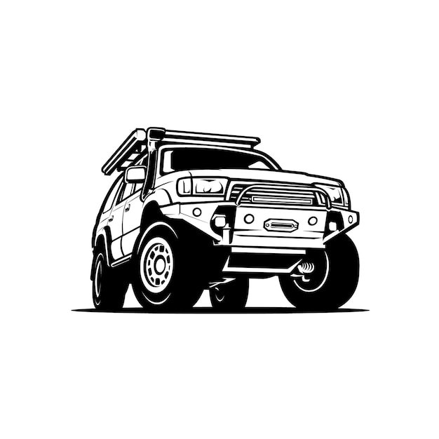 Premium overland offroad 4x4 vehicle vector art illustration isolated best for overland related ind