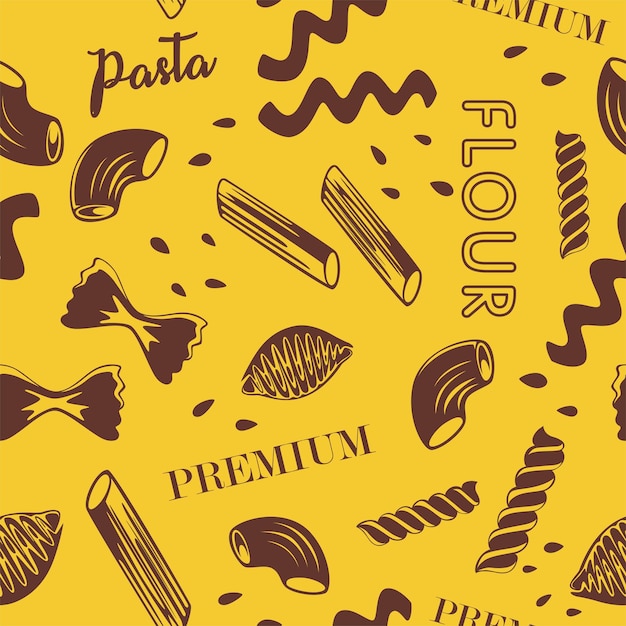 Vector premium pasta flour tasty meal seamless pattern