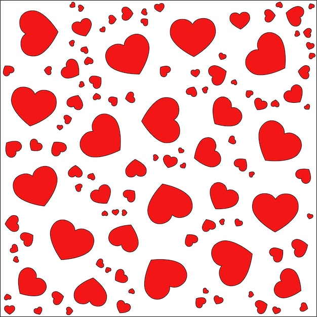 Premium pattern of red hearts on white background