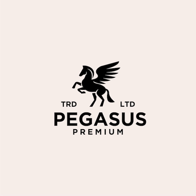 Premium pegasus vector zwart logo afbeelding ontwerp