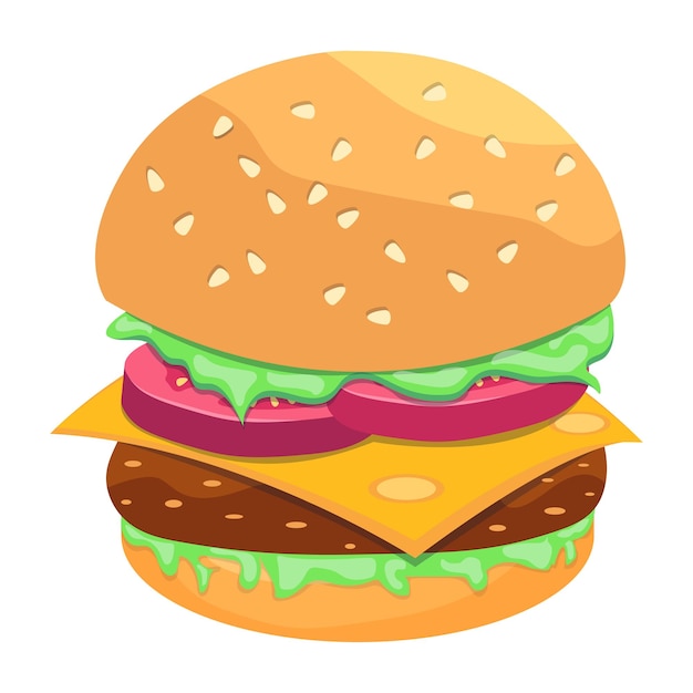 Premium platte vector van hamburger