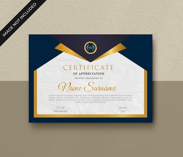 Premium and professional certificate template with golden geometric shapes