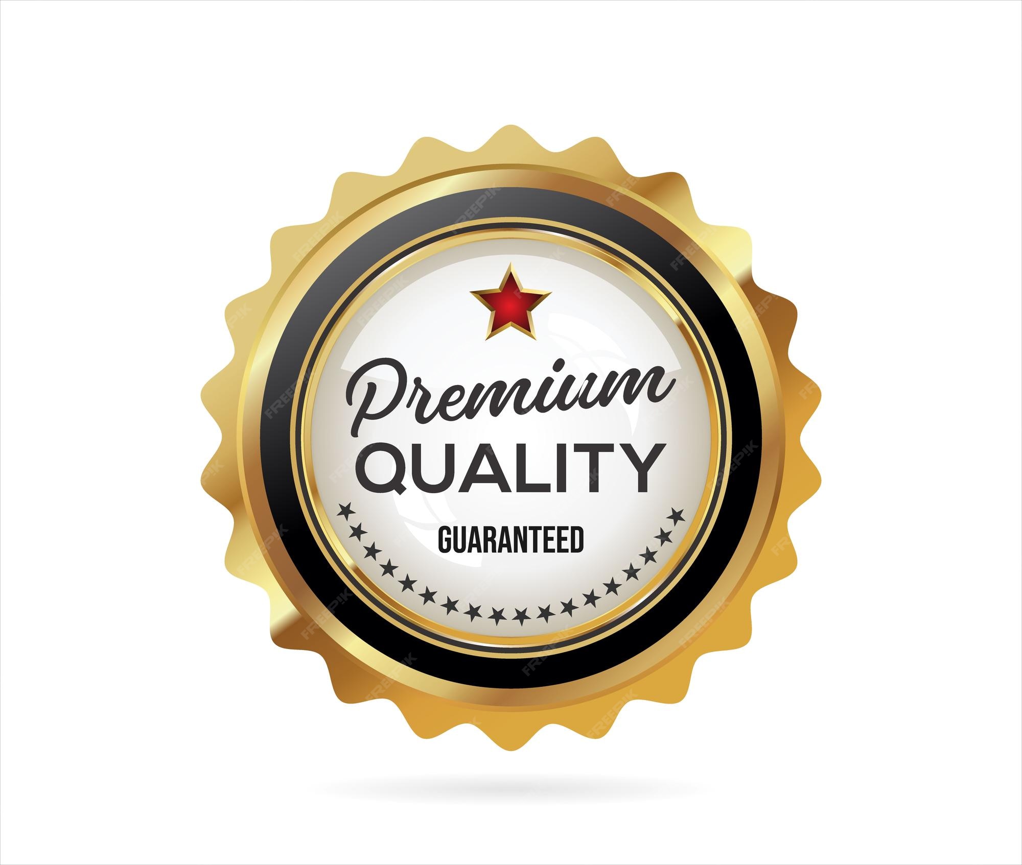 Premium Vector Premium quality badge with gold ribbon on white background