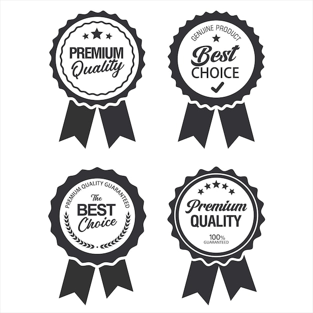 Premium quality black badges retro design vector illustration