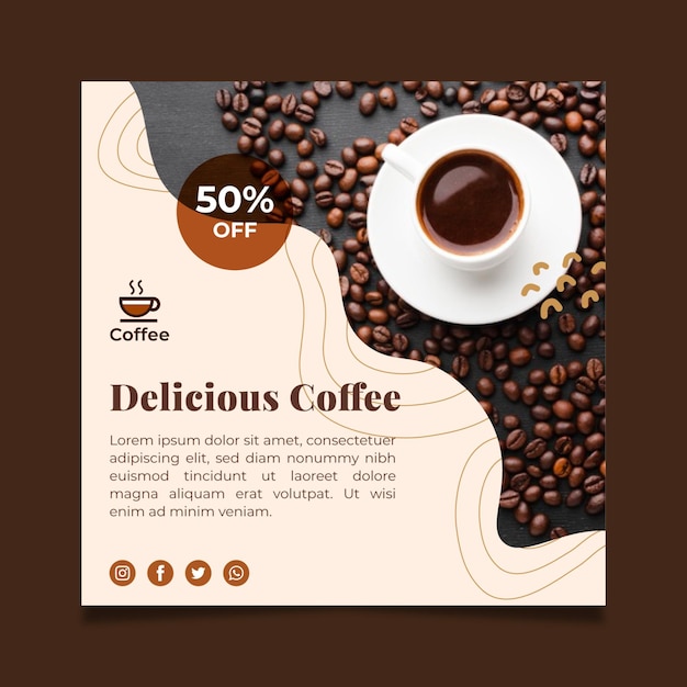 Premium quality coffee flyer square