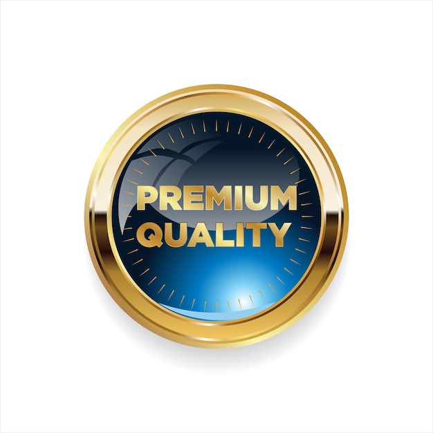 Distintivo dorato di qualità premium isolato su sfondo bianco