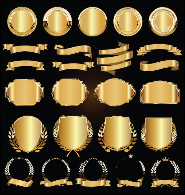 Vector premium quality golden labels collection