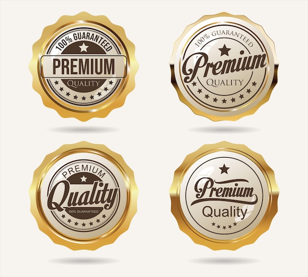 Vector premium quality golden labels retro vintage design vector collection