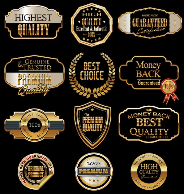 Premium quality golden retro labels collection