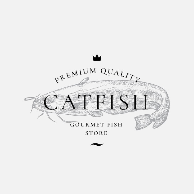 Simbolo del segno astratto di fornitori di pesce gourmet di qualità premium o modello di logo