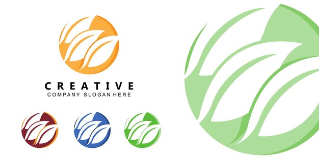 Premium quality green leaf plant logo vector symbol