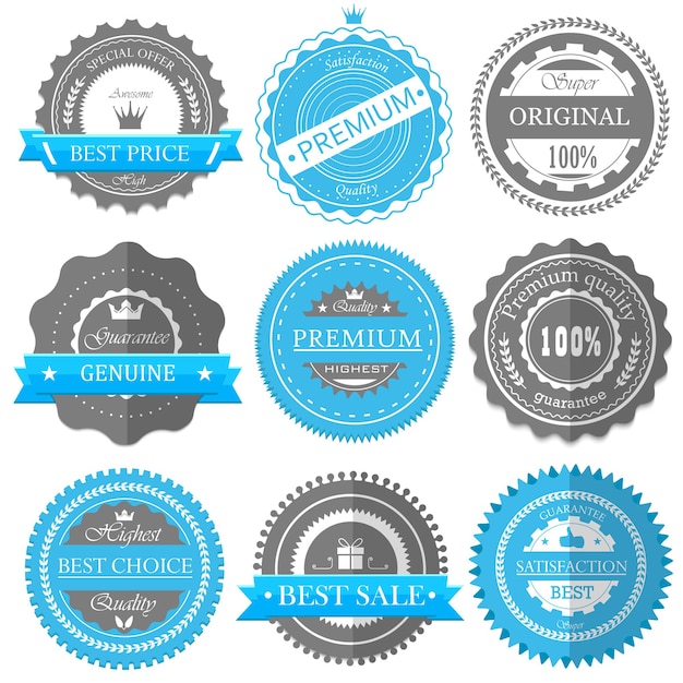 Vector premium quality guarantee badges vector